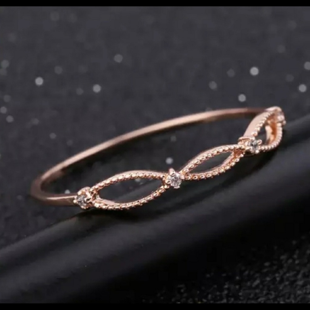 New Rose Gold Delicate Geometric Stackable Ring - image 3